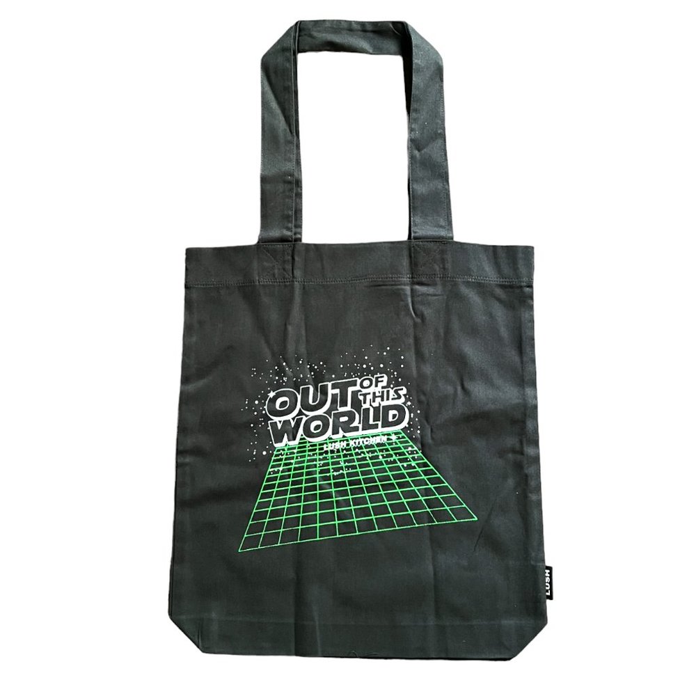 NWT LUSH Ltd Ed Kitchen Excl Out of this World Black Organic Cotton Tote Bag